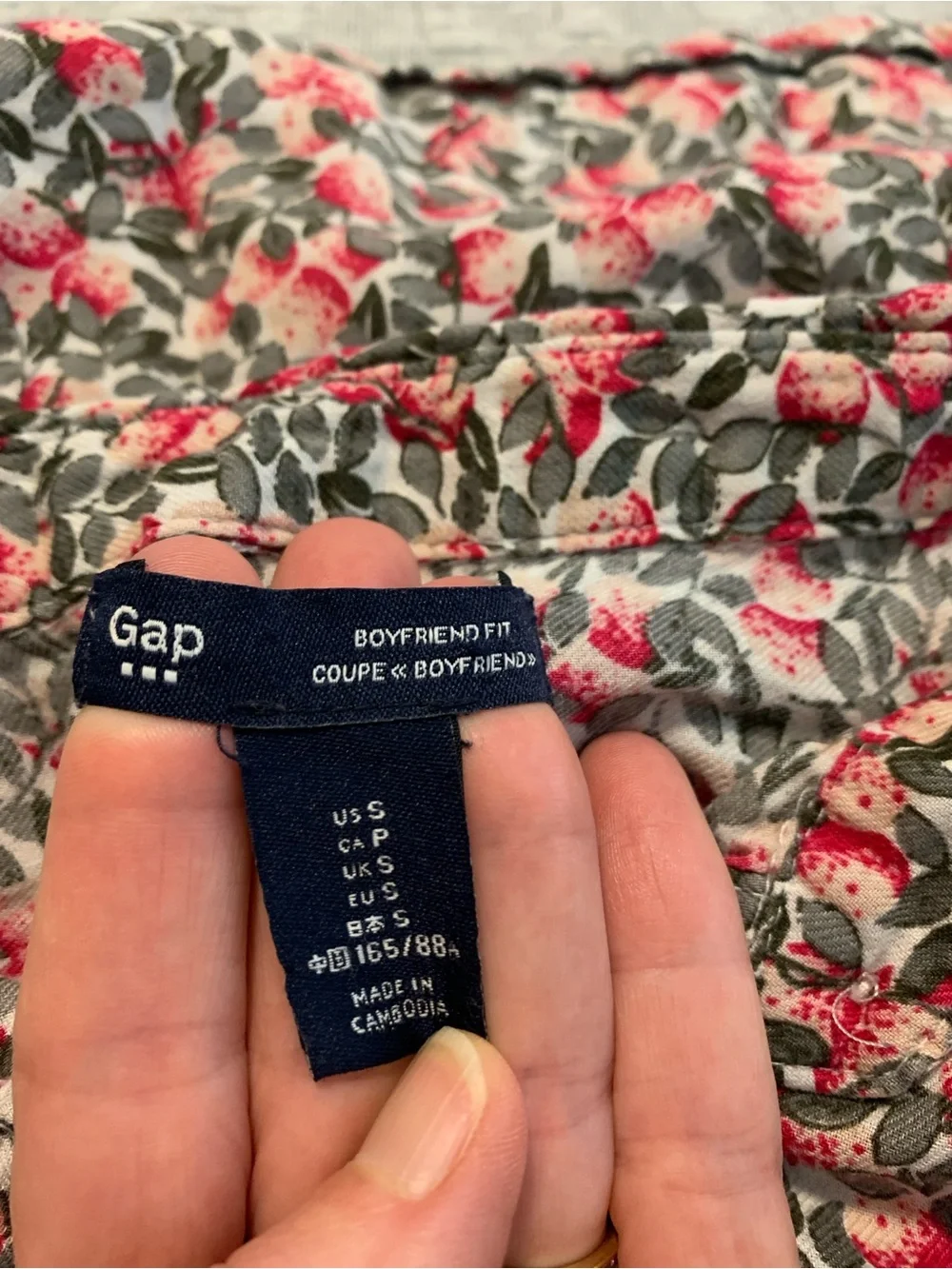 GAP 100% Cotton Pink & Gray Floral Button-Down Shirt (Size S)